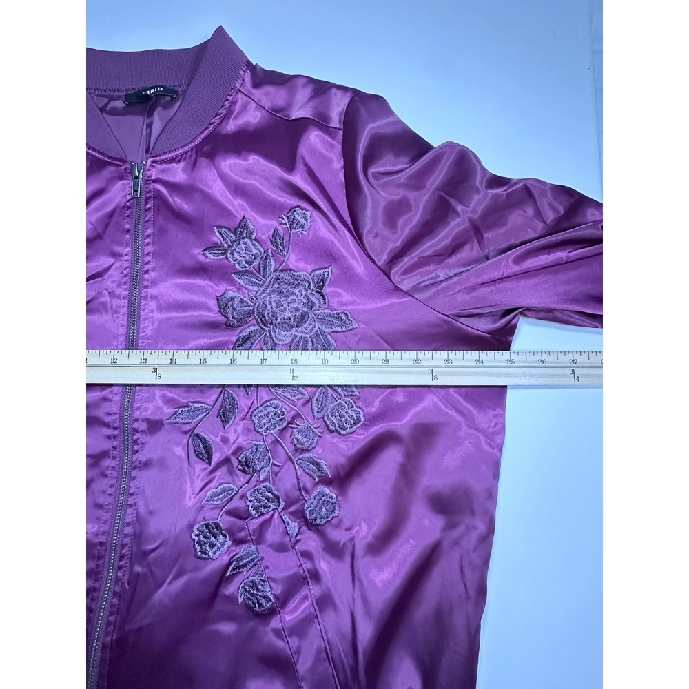 Torrid Purple Satin Embroidered Bomber Jacket - Women's Blazer - Picture 11 of 12